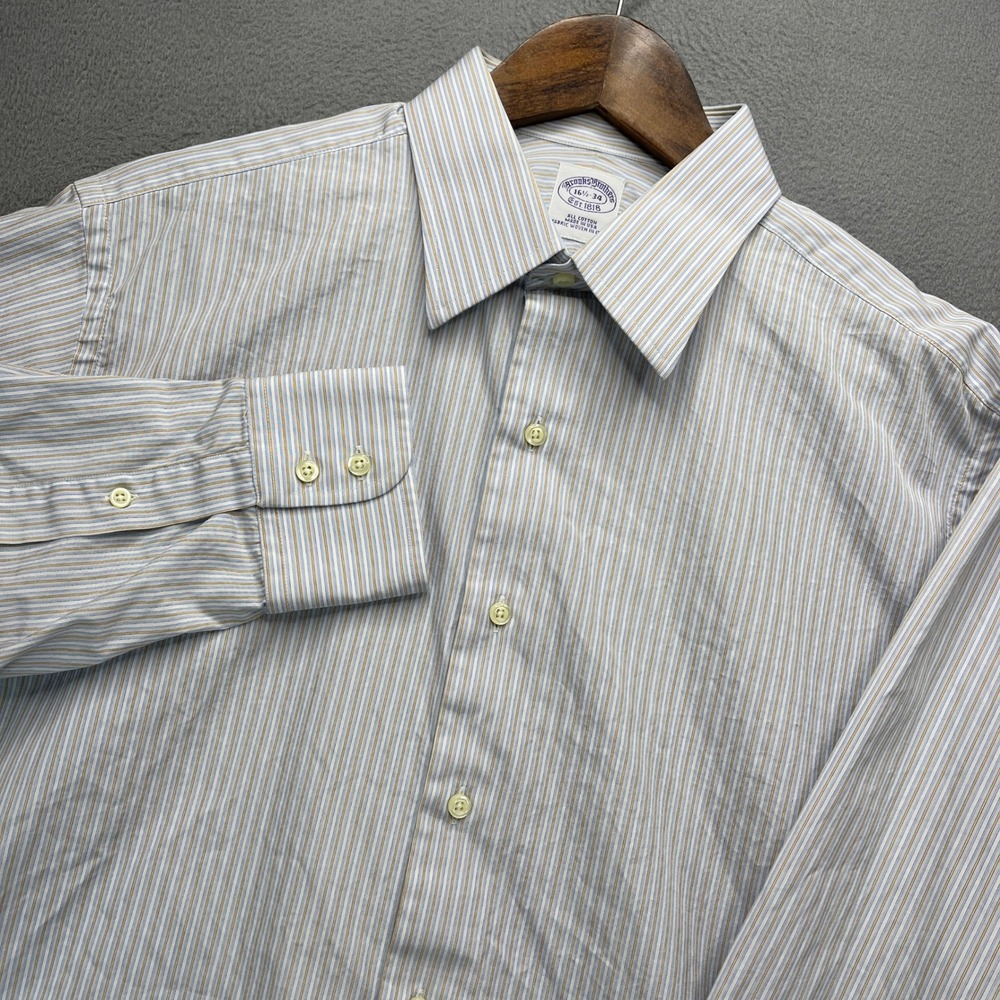Brooks Brothers Est 1818 Dress Shirt Mens 16.5 34 Multicolor Cotton Stripe USA